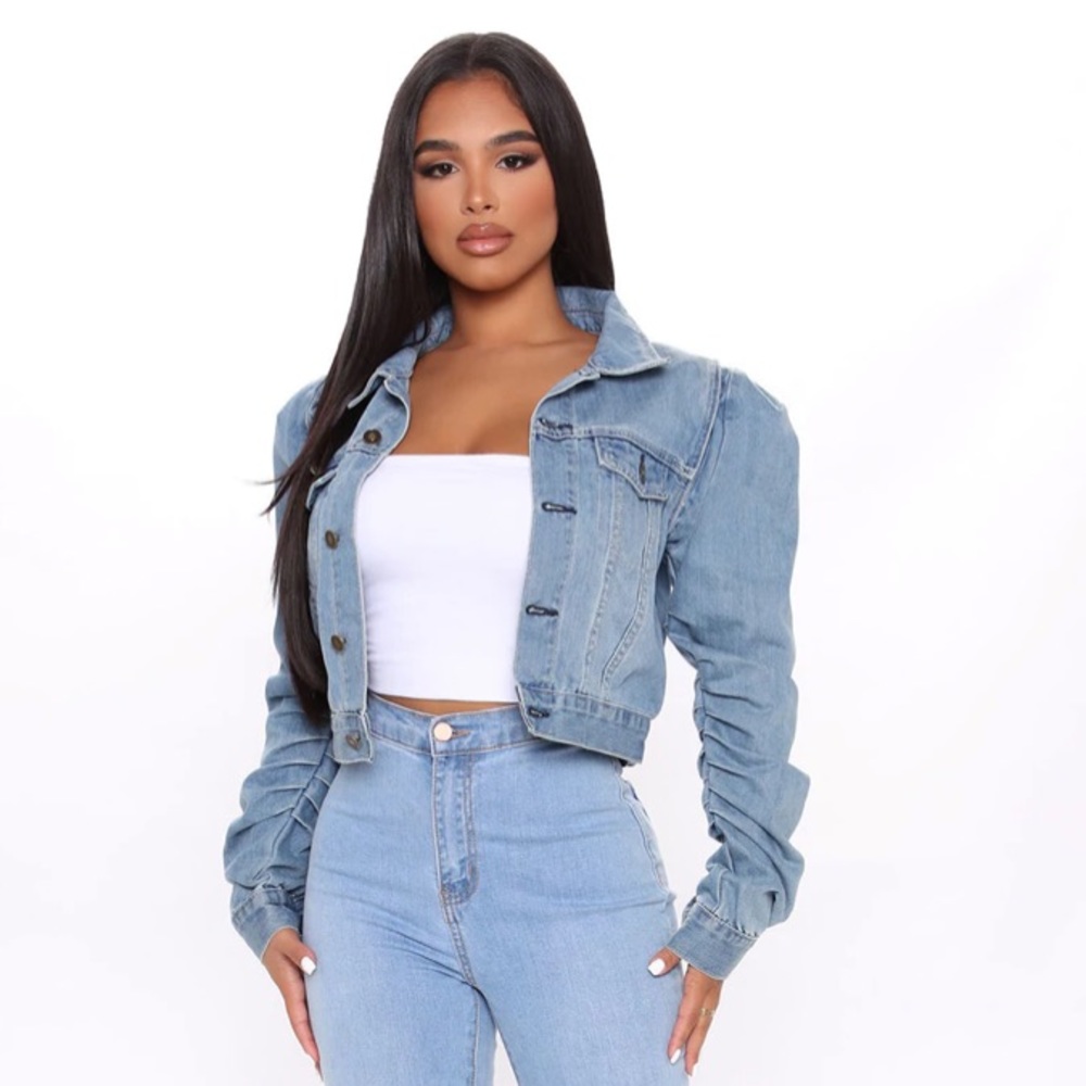 Fashion Nova Sweet Talker Denim Jacket Medium Wash